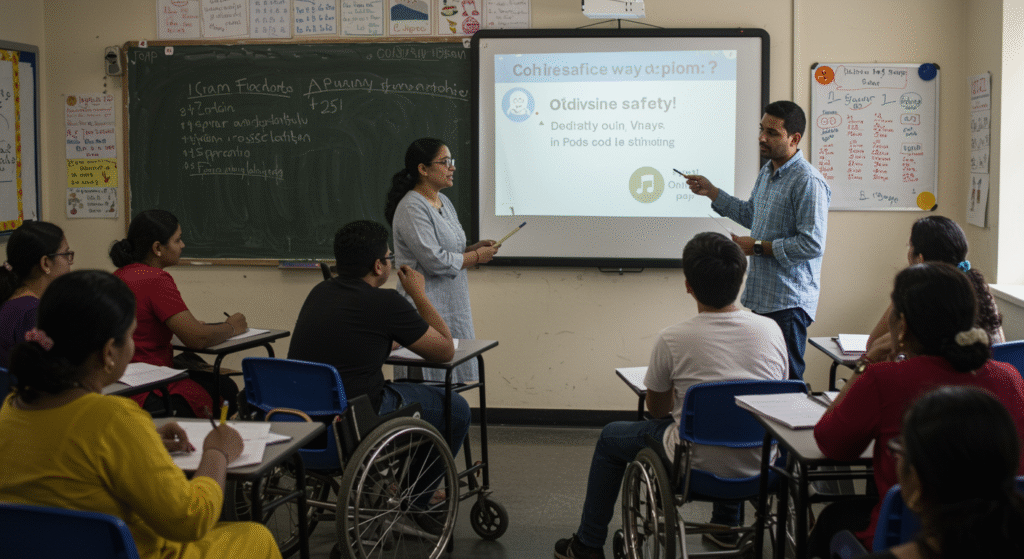 School workshop in India teaching parents and teens about online safety and OTT exposure