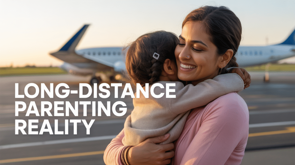 Long-distance parenting emotional scene