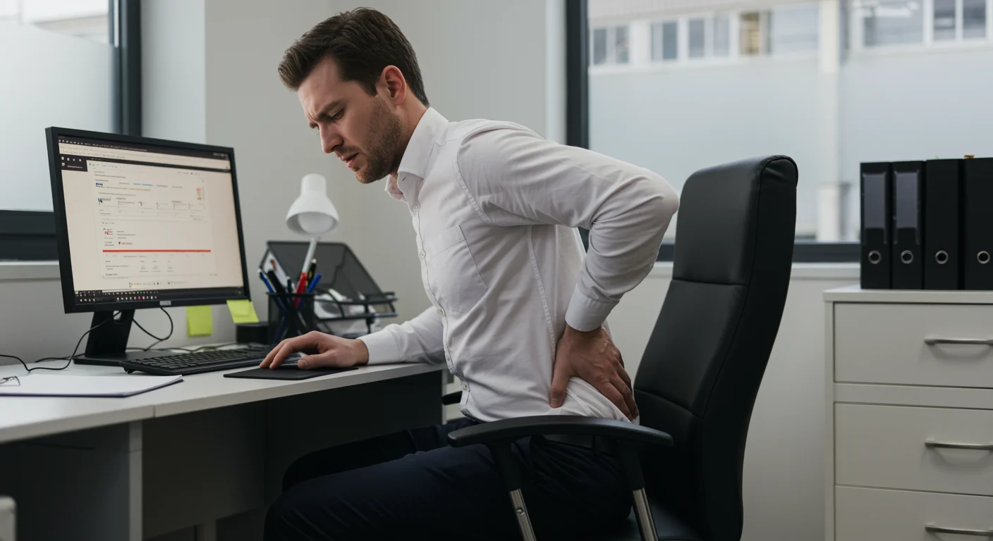 Office worker in India sitting long hours with back pain due to sedentary lifestyle