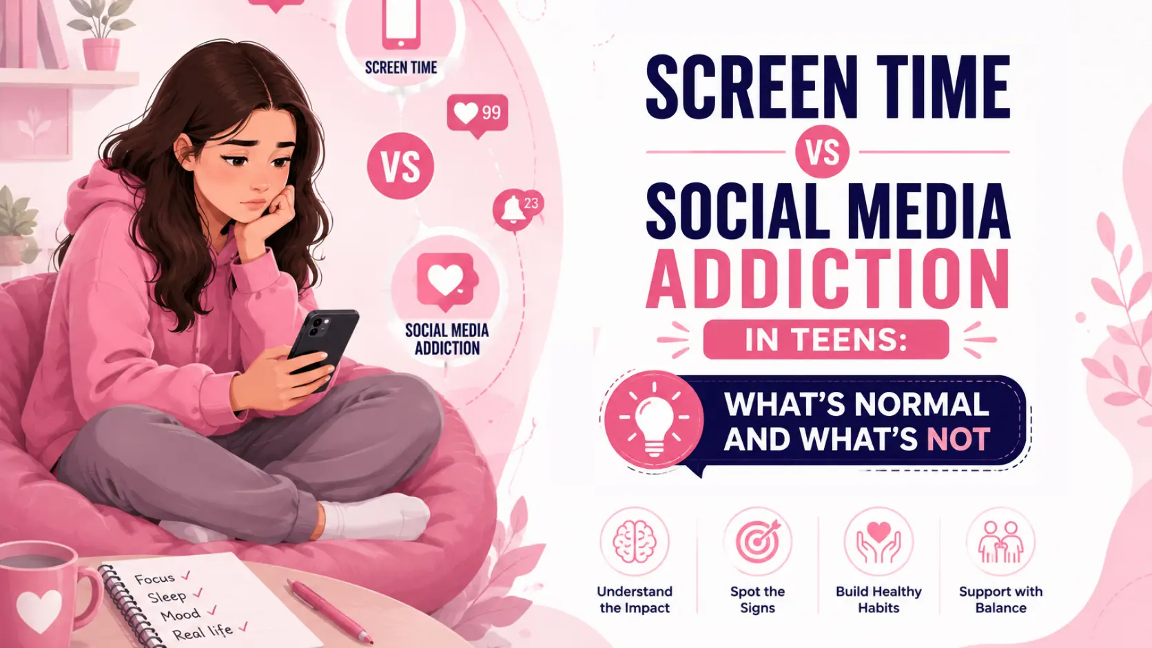 screen time vs social media addiction in teens